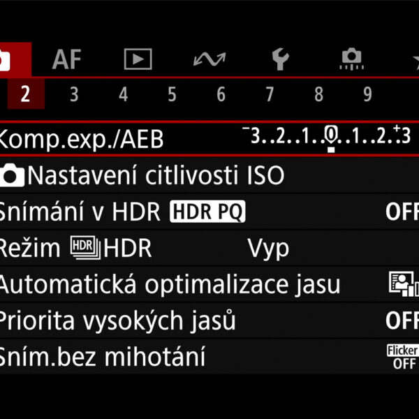 Canon R50 menu